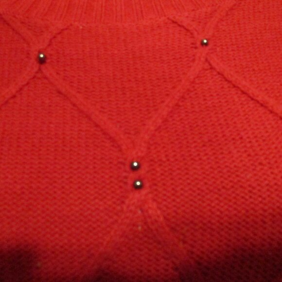 Karen Scott Red Cable Beaded Diamond Knit Pattern Pullover Sweater Sz. XL - Picture 2 of 5